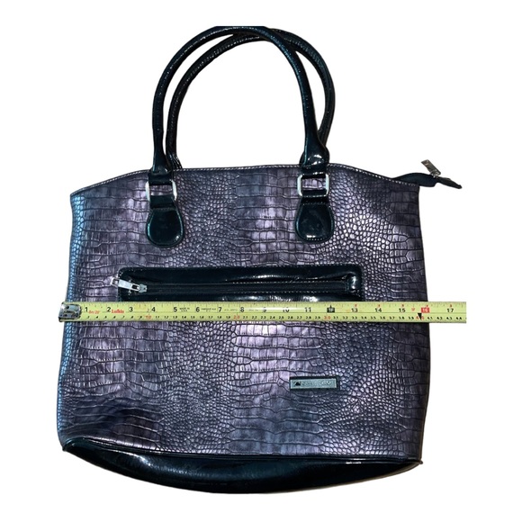 Cabrelli & Co. Tote Bag Case Snake skin pattern Dark Silver & Black - Picture 9 of 10